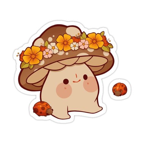 Mushroom Guy, Mushroom Stickers, Crown Illustration, Crown Drawing, Crown Art, Mushroom Paint, Little Mushroom, Kawaii Faces, Cute Mushroom