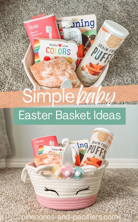 Easter baskets can be a fun time to gift your little one new things and fun treats, but especially at the baby stage you don’t need to spend a ton of money or go overboard with extravagant gifts (unless of course you really want to!).Here is the simple formula I use to put together a fun and practical Easter basket for a baby or toddler. Baby Easter Basket Ideas, Easter Activities For Toddlers, Toddler Gift Guide, Extravagant Gifts, Easter Basket Crafts, Baby Easter Basket, Best Toddler Toys, Easter Crafts For Toddlers, Girls Gift Guide