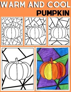 Fall Corn Art Project, Fall Reflections Art Project, Color Elementary Art Lessons, Pumpkin Art Grade 1, Fall Craft Elementary, Primary Color Projects, Halloween Themed Art Projects For Kids, Lower Elementary Art Projects, Dot Pumpkin Art