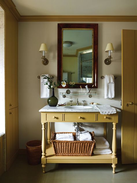 Are two sinks better than one in our primary bathroom? — The Grit and Polish Plank Door, Wooden Mantel, Heart Pine Flooring, Yellow Bathroom, Floor Sitting, House Restoration, Casa Country, Iron Hardware, Pine Floors