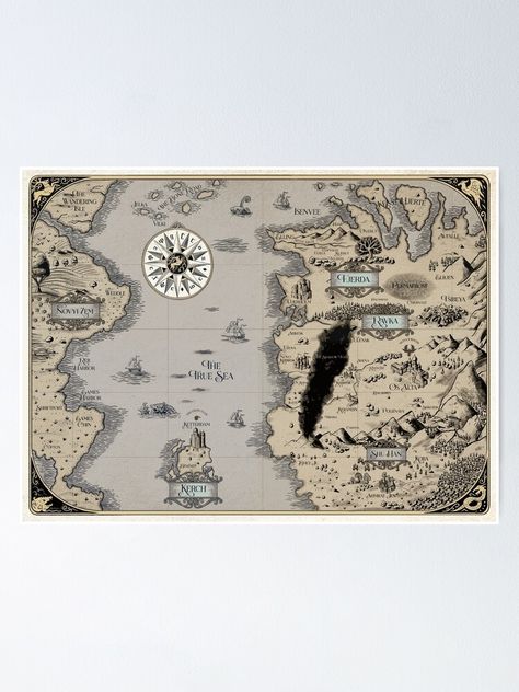 "Colorized Grishaverse Map (High Res)" Poster by Clarkrd2 | Redbubble Ketterdam Map, Grishaverse Map, Cardi B Photos, Map Posters, Grisha Trilogy, Fantasy World Map, The Grisha Trilogy, Journal Inspo, Dog Images