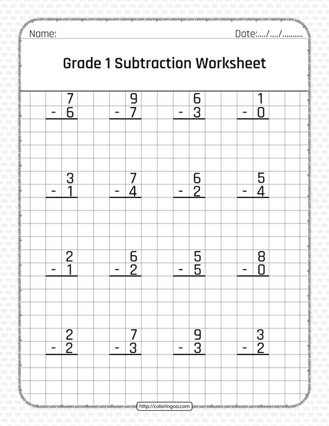 Free Printable Grade 1 Subtraction Pdf Worksheet Single Digit Addition Worksheets, Basic Subtraction Worksheets, Multiplication Practice Worksheets, Addition Without Regrouping, Basic Subtraction, Math Addition Worksheets, Math Charts, Addition And Subtraction Worksheets, Learn Arabic Online