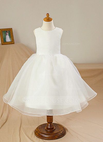 [£45.00] Ball Gown Knee-length Flower Girl Dress - Satin/Tulle Sleeveless Scoop Neck Flower Gown Dress, Flower Girl Dresses Knee Length, Flower Gown, Sleeveless Flower Girl Dresses, Flower Girl Gown, Girls Ball Gown, Ring Bearers, Ball Gowns Princess, Tulle Flower Girl