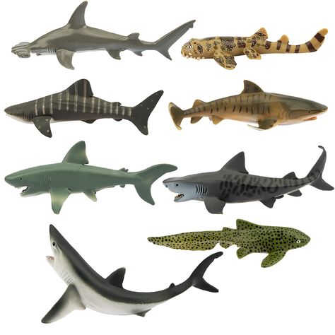 TOYMANY 8PCS Shark Figurines, Ocean Sea Animals Figures Set Whale Shark,Tiger Shark Figurines Bathtub Toy for Cake Toppers Educational Toy Kids Toddlers : Amazon.ca: Toys & Games Shortfin Mako Shark, Leopard Shark, Bathtub Toys, Christmas Cake Topper, Tiger Shark, Aquarium Fish Tank, White Sharks, Whale Shark, Educational Toys For Kids