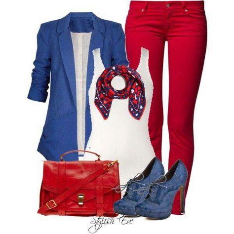 Red, White and Blue Outfit #navy Royal Blue Outfit Ideas Casual, Outfit Ideas Black Women Casual, Blue Outfit Ideas Black Women, Blue Outfit Ideas Casual, Blue Work Outfit, Royal Blue Outfit Ideas, White And Blue Outfit Ideas, Polka Dot Skirt Outfit, Red White And Blue Outfits