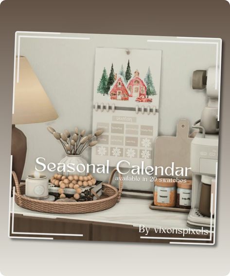 Sims 4 Decor CC: Seasonal Calendar by Vixonspixels Sims 4 Calendar Cc, Decorative Calendar, Sims 4 Decor Cc, Sims 4 Decor, Seasonal Calendar, Sims 4 Cc Download, Flower Dance, Tools And Toys, Reading Gifts