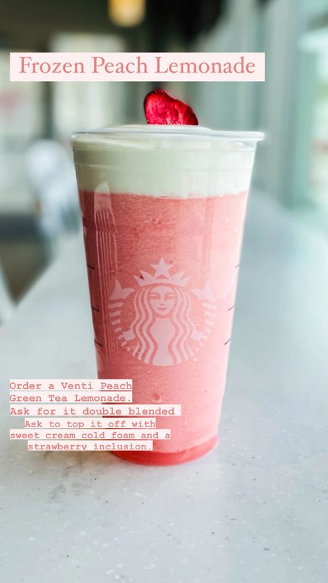 Starbucks Syrups Flavors, Passion Tea Lemonade Starbucks Order, Peach Lemonade Starbucks, Starbucks Spring Drinks, Starbucks Drinks Frozen, Starbucks Lemonade Drinks, Starbucks Refreshers Recipe, Frozen Peach Lemonade, Special Starbucks Drinks