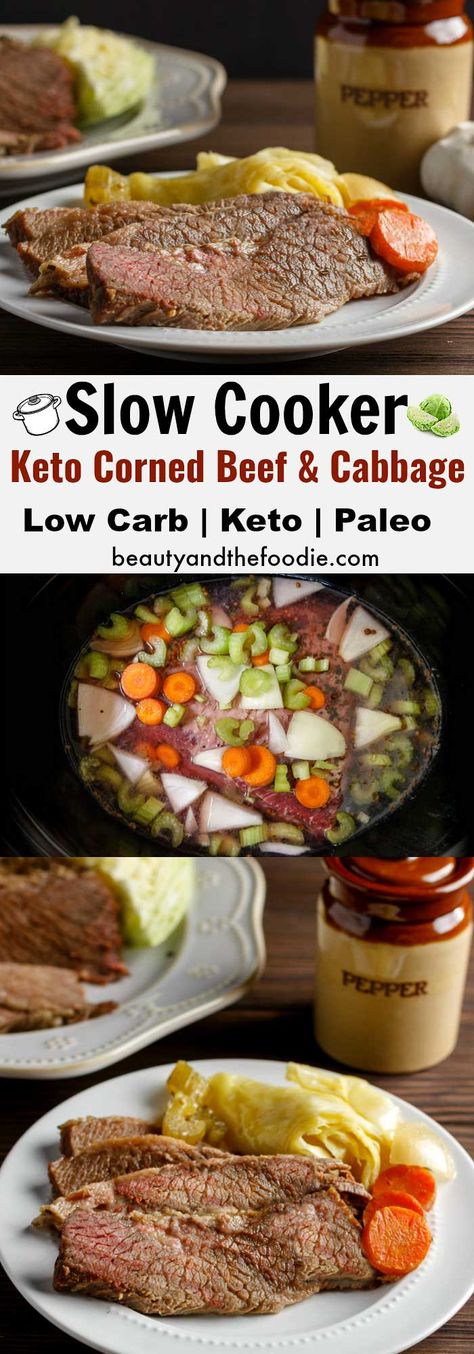 Slow Cooker Keto Corned Beef Cabbage Keto Corned Beef, Cabbage Slow Cooker, Slow Cooker Corned Beef, Beef Cabbage, Recipes Slow Cooker, Corned Beef And Cabbage, Low Carb Low Fat Recipes, Beef And Cabbage, Corned Beef Recipes