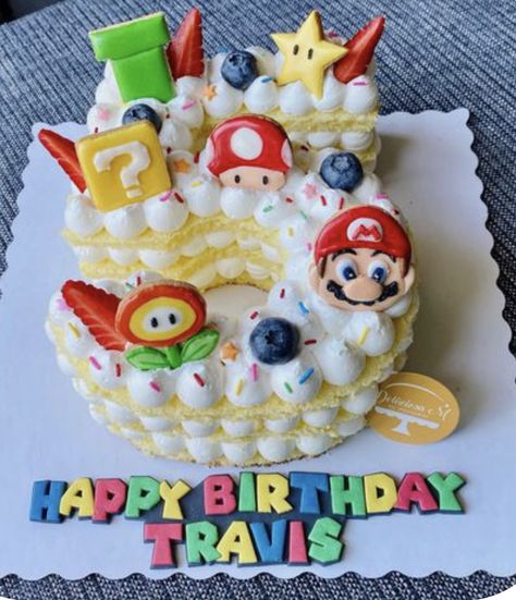 Number 5 Mario Cake, Super Mario Number Cake, Luigi Cake Birthdays, Super Mario Cake 1 Tier, Super Mario Tiered Cake, Super Mario Single Tier Cake, Mario Birthday Cake, Birthday Sweets, Birthday 2023