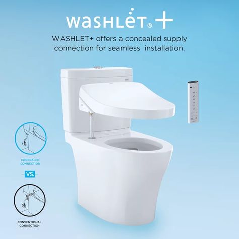 TOTO Dual-Flush Elongated Bidet Toilet with High Efficiency Flush (Seat Included) | Wayfair Bidet Toilet Combo, Toto Washlet, Elongated Toilet, Water Efficiency, Bidet Toilet Seat, Bidet Toilet, Heated Seat, One Piece Toilets, Water Supply