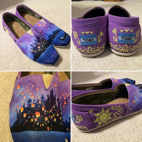 Tangled Shoes Painted, Painted Shoes Disney, Tangled Shoes, Disney Painted Shoes, Disney Converse, Chantilly Virginia, Painted Converse, Painted Shoes Diy, Painted Canvas Shoes