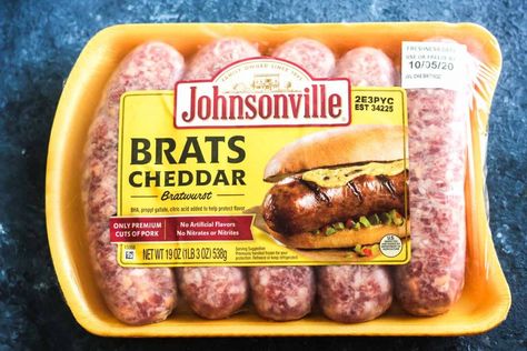 raw brats cheddar bratwurst in the package before cooking in air fryer Cheddar Brats, Beer Bratwurst, Beer Brats, Cooks Air Fryer, Premium Meat, Jalapeno Cheddar, Flavored Bacon, How To Cook Sausage, Seafood Dinner