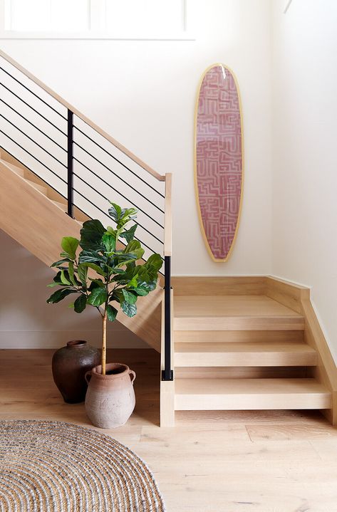 Bondi Beach House, Modern Beach House Interior Design, Small Beach House Interior, Surfer House, Beach House Stairs, Beach House Entryway, House Moodboard, California Beach House, Small Beach Houses