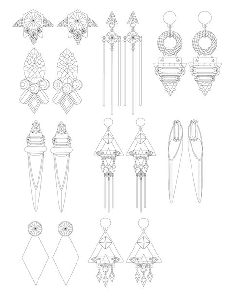 Jewelry Rendering, Motif Art Deco, Jewellery Design Sketches, Jewerly Designs, Trendy Jewerly, Jewelry Illustration, Jewelry Design Drawing, Jewelry Drawing, Jewellery Sketches