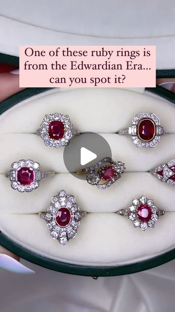 Estate Diamond Jewelry on Instagram: "Which ruby is from the Edwardian era?! ❤️

#rubyring #edwardianera #engagementring #jewelry #ruby #gemstone #antique #explorepage #reel" Edwardian Era Jewelry, The Edwardian Era, Estate Diamond Jewelry, Jewelry Ruby, Dark Autumn, Soft Classic, Edwardian Era, Ruby Gemstone, May 7