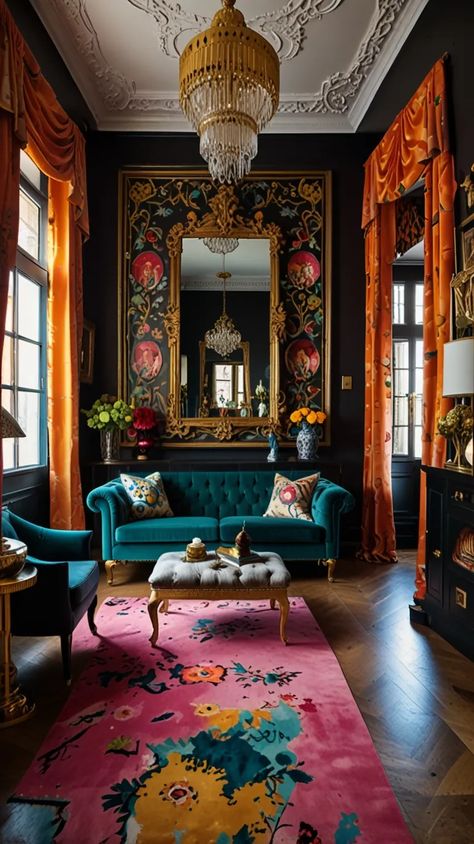 10 Eclectic Apartment Decor Ideas That Will Transform Your Space Into a Masterpiece 🏡✨ | by PrimePicks | Medium Eclectic Luxury Decor, Eclectic Botanical Decor, Colorful Craftsman Interiors, Gallery Wall On Black Wall, Eclectic Dark Academia, Maximalist Entryway Decor, Bohemian Luxe Interior, Eclectic Moody Decor, Feminine Eclectic Botanical