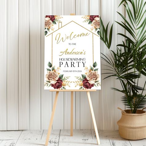 Elevate the ambiance of your housewarming party with a stunning floral welcome sign, crafted effortlessly using our user-friendly templates. After purchase, customize and print your personalized sign instantly. Enjoy the creative process by editing this printable template directly on your web browser to add a touch of your personality to your celebration. We understand the value of time in event planning, which is why our template is meticulously crafted to save you precious hours. Say goodbye t Housewarming Party Balloons, Housewarming Welcome Board, New House Party, House Warming Decoration, House Warming Decor, Housewarming Sign, Housewarming Party Decorations, Welcome Board, Party Welcome Sign