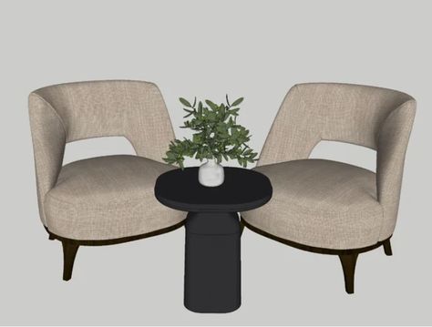 Sketchup Model Interior, 3d Warehouse Sketchup, Sofa Area Externa, Round Table And Chairs, Tea Lounge, Curved Chair, Balcony Chairs, Mini Loft, Closet Design Layout