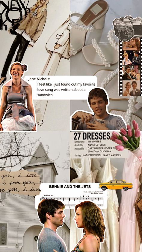 27 Dresses Movie, Benny And The Jets, Romcom Movies, Stile Blair Waldorf, Movie Collage, Girly Movies, 27 Dresses, I Love Cinema, 90s Movies