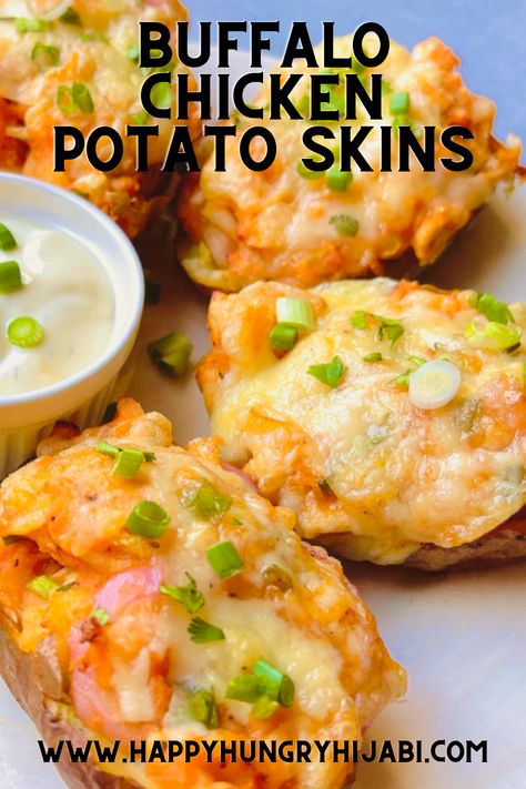 These Buffalo Chicken Potato Skins are so yum! They are perfect for Game Day! Buffalo Chicken Potato, Chicken Skins, Chicken Potato, Pulled Chicken, Chicken Skin, Chicken Potatoes, Potato Skins, Buffalo Chicken, Around The Corner