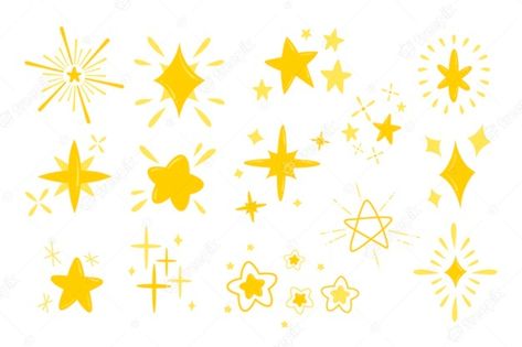 Cute Sparkles Drawing, Cute Star Illustration, Different Stars Drawing, Star Doodle Wallpaper, Different Ways To Draw Stars, Cute Stars Drawing, How To Draw Stars, Cute Star Drawing, Star Illustration Design