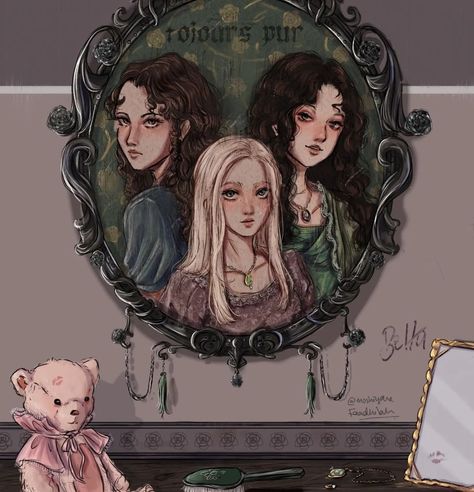 The Black Sisters, Slytherin Gryffindor, Malfoy Family, Ancient Houses, Harry Potter Illustrations, Black Sisters, Harry Potter Artwork, Bellatrix Lestrange, Harry Potter Drawings