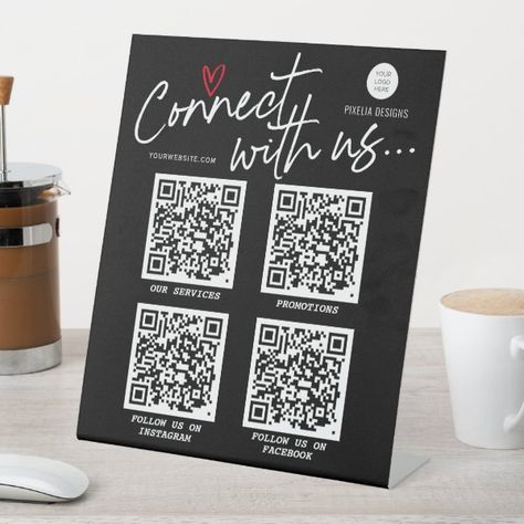 Church Game Night, Qr Code Social Media, Connect Logo, Scan Me, Qr Code Business, Phone Logo, Social Media Signs, Table Tents, Tabletop Signs