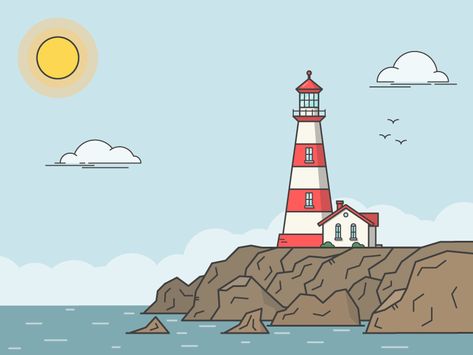 Lighthouse Mercusuar Drawing, Lighthouse Doodles, Cute Lighthouse Drawing, Light House Illustration, Mercusuar Illustration, Lighthouse Illustration, Lighthouse Graphic, Lighthouse Vector Illustration, Lighthouse Drawing