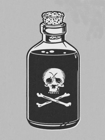 Bottle Of Poison, Berg Tattoo, Geniale Tattoos, A Skull, Skull And Bones, Yellow Background, Skull Art, Traditional Tattoo, Dark Art