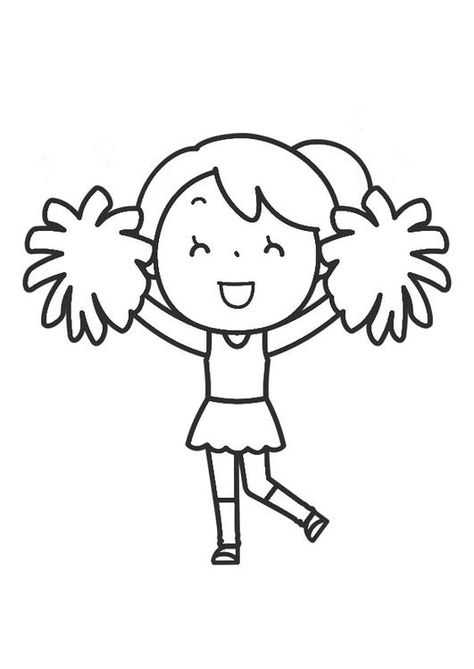 Cheerleading Coloring Pages Free Printable, How To Draw A Cheerleader Easy, Cheerleader Coloring Pages, Cheer Coloring Pages, Cheerleader Drawing, Peewee Cheer, Cheerleading Crafts, Cheers Theme, Ivan Cruz