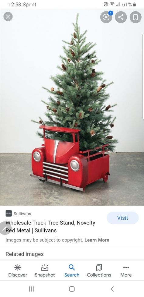 Red truck Red Truck Tree Stand, Christmas Tree Stand, Tree Stand, Red Truck, Christmas Inspiration, Favorite Holiday, Winter Decor, All Things Christmas, Christmas Tree