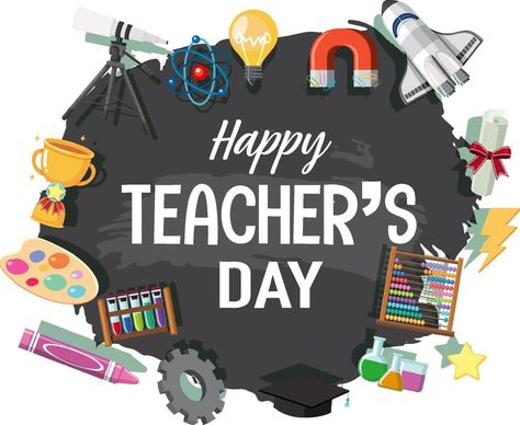 Happy Teacher's Day banner with school stuffs Teachers Day Banner Design, Happy Teachers Day Banner, Teachers Day Banner, Happy Teacher Day, Happy Teachers Day Card, Teachers Day Celebration, Teachers Day Poster, Teacher Cakes, Handmade Teacher Gifts