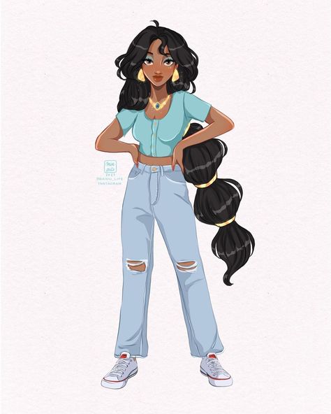 Modern Disney Princess, Goth Disney Princesses, Goth Disney, Disney High, Disney Princess Jasmine, Disney Jasmine, Disney Princess Fan Art, Disney Fanart, Disney Princess Modern