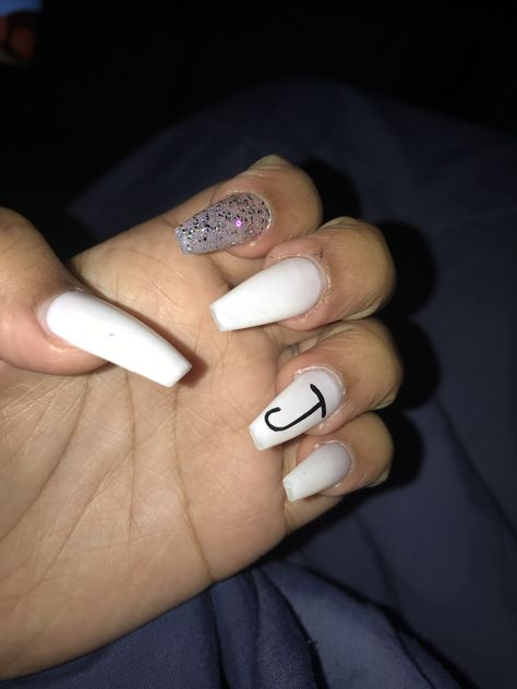 Nails With The Letter J On Them, J Nails Initial, Nails With J Initial, J Initial Nails, Nails With Letters, Letter Nails, J Nails, Pic Wall, Couple Aesthetics