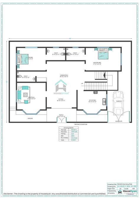 60X40 East Facing 2BHK Ground Floor House Plan | 2400 Sqft Plot Floor Plan Ground Floor House, House Drawing, Maximize Space, Family Living, Ground Floor, House Plan, Floor Plan, Wellness Design, House Plans