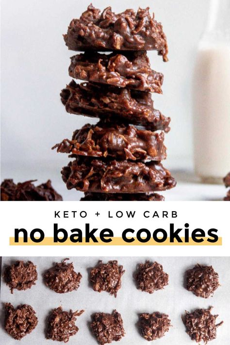 *NEW* Low carb no bake cookies are perfectly portioned pieces of sunshine on a plate served up with sweet chocolaty goodness that is actually healthy! #lowcarbnobakecookies #ketonobakecookies via @https://www.pinterest.com/thelittlepine Keto Friendly No Bake Cookies, Keto Cookies No Bake, Easy Keto No Bake Cookies, Keto No Bake Oatmeal Cookies, Keto Chocolate No Bake Cookies, Keto Chocolate Oatmeal No Bake Cookies, Healthy Low Carb Cookies, Keto No Bake Cookies Coconut, No Carb Cookies