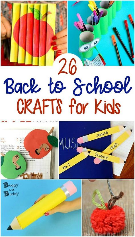 25+ Back to School Crafts for Kids including DIY bookmarks, pencil holders, apple crafts, school bus crafts, and more! #backtoschool #craftsforkids #kidscrafts #applecrafts #schoolsupplies  via @https://www.pinterest.com/cmarashian/boards/ Easy Toddler Back To School Crafts, Preschool Back To School Art Projects, School Themed Crafts For Toddlers, Easy Back To School Crafts For Kids, Welcome Back Activity For Kids, Back To School Crafts For Preschoolers Free Printables, Back To School Crafts For Preschool, Back To School Kids Crafts, Welcome Back To School Crafts For Kids