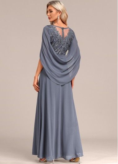 Grandmother Of Groom Dress, Patchwork Half Sleeve, Grooms Mother, Mother Of The Bride Suits, Mob Dress, Grey Blue Dress, Bride Gown, Formal Occasion Dress, Purple Maxi Dress