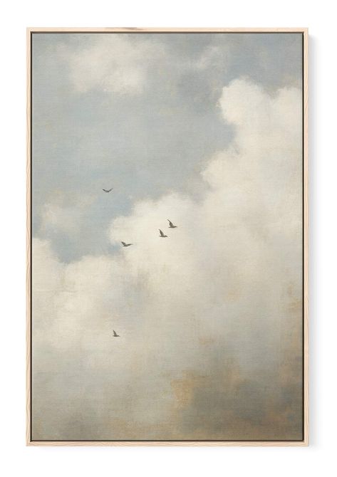 Paintings Of Clouds, Bedroom Canvas Ideas, Simple Oil Painting Ideas, Frame For Painting, Clouds Oil Painting, Plank And Pillow, Designer Painting, Peaceful Art, Art On The Wall