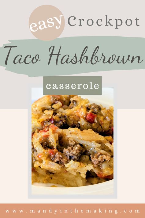 Crockpot Taco Hashbrown Casserole — Mandy in the Making | Meals & More on YouTube Taco Crockpot Hashbrown Casserole, Taco Hashbrown Casserole Crock Pot, Taco Hashbrown Casserole, Crockpot Hashbrown Casserole, Pork Recipes For Dinner, Crockpot Casserole, Crock Pot Tacos, Hash Brown Casserole, Crockpot Recipes Beef