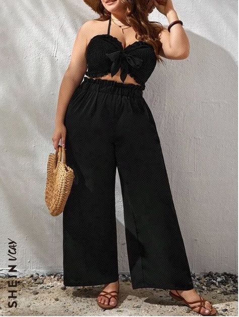 Black Boho, Top Halter, Co Ords, Halter Crop Top, Wide Leg Trousers, Halter Top, Plus Clothing, Leg Pants, Wide Leg Pants