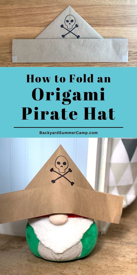 How To Make Pirates Hat, How To Make Pirate Costume, How To Make A Pirate Hat Out Of Paper, Pirates Hat Diy, Easy Diy Pirate Decorations, Make Pirate Hat, Pirate Hat Diy Paper, Diy Pirate Hook For Kids, Easy Pirate Crafts For Kids