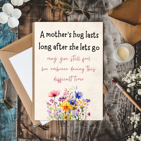 Bereaved Mother card Loss of mom A Mother's Hug Greeting Card for A Friend Mother Sympathy Bereavement Card Sorry for your loss of Mom card Loss Of A Mother Condolences, Bereaved Mothers, Loss Of Mom, Heartfelt Condolences, Card For A Friend, Mother Card, Loss Of Mother, Sorry For Your Loss, Mom Cards