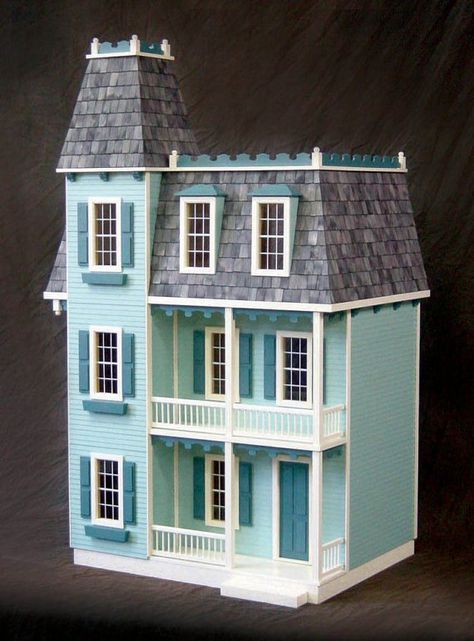 Queen Victoria Mansion Wooden Dollhouse Kit Alison Jr Dollhouse, Victoria Mansion, Real Good Toys, Wooden Dollhouse Kits, Clapboard Siding, Colonial Style Homes, Doll House Plans, Traditional Colonial, Victorian Dollhouse