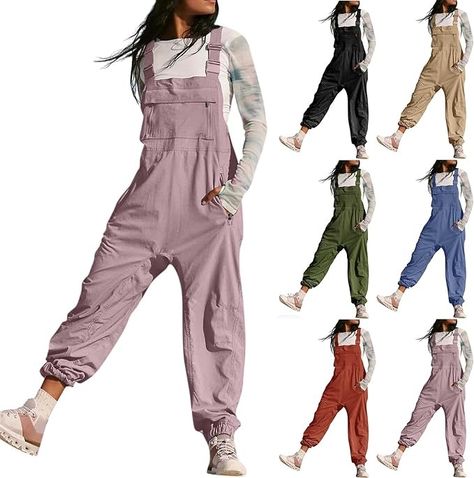 Amazon.com: Hiking Overalls for Women Loose Fit Hit the Hills Overalls One Piece Sleeveless Harem Jumpsuits Casual Cargo Jogger Jumpsuit with Pockets Adjustable Strap Bib Overalls Summer Rompers Y2k Clothes : Clothing, Shoes & Jewelry Ladies Dungarees, Jogger Jumpsuit, Workwear Overalls, Overalls Vintage, Bandage Jumpsuits, Overalls For Women, Strap Pants, Casual Workwear, Jumpsuit Casual