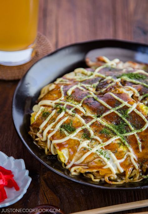 Hiroshimayaki (Hiroshima Style Okonomiyaki) | Easy Japanese Recipes at JustOneCookbook.com Okonomiyaki Rezept, Hiroshima Okonomiyaki, Savoury Pancake Recipe, Okonomiyaki Recipe, Just One Cookbook, Japan Sushi, Easy Japanese Recipes, Mapo Tofu, Japanese Recipes