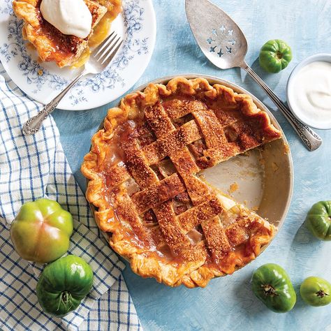 Mock Apple Pie Green Tomato Mock Apple Pie, Mock Apple Pie, Brown Sugar Pie, Sugar Pie Crust, Classic Apple Pie, Sweetened Whipped Cream, Tomato Pie, Garden Food, Ingredients List