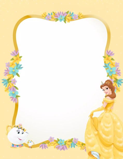 Disney Belle Invitation | PosterMyWall Princess Belle Party, Disney Princess Invitations, Bella Disney, Pig Birthday Cakes, Belle Birthday, Baby Shower Souvenirs, Beauty And The Beast Party, Disney Belle, Princess Invitations