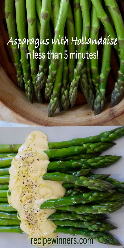 Asparagus With Hollandaise Sauce, Asparagus With Hollandaise, Asparagus Sauce, Hollandaise Recipe, Easy Hollandaise, Bacon Chips, Easy Asparagus Recipes, Recipe For Hollandaise Sauce, Asparagus Seasoning