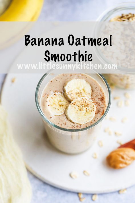 This banana oatmeal smoothie makes a nutritious breakfast that will keep you full for longer. It’s thick, rich, smoothie and delicious! #bananasmoothie #breakfastsmoothie #oatmealsmoothie #vegansmoothie Thick Banana Smoothie, Banana Oatmeal Smoothie Healthy, Bariatric Smoothies, Warm Smoothies, Juicy Recipes, Full Liquid Diet, Smoothie Without Yogurt, Banana Oatmeal Smoothie, Runners Food